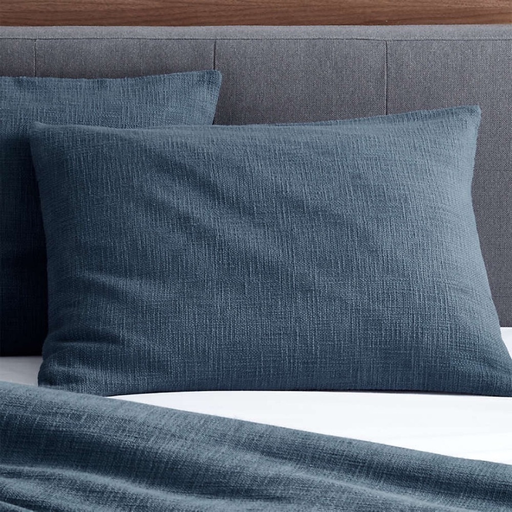 Crate & Barrel Lindstrom Cotton Blue Standard Pillow Sham